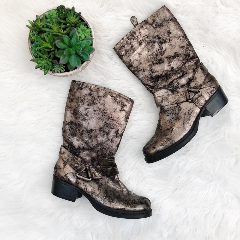 Simply Vera Vera Wang Metallic Motorcycle Boots